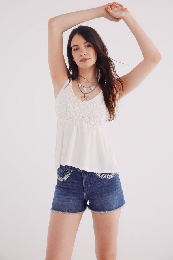 Springfield Shorts vaqueros bolsillos bordados azul