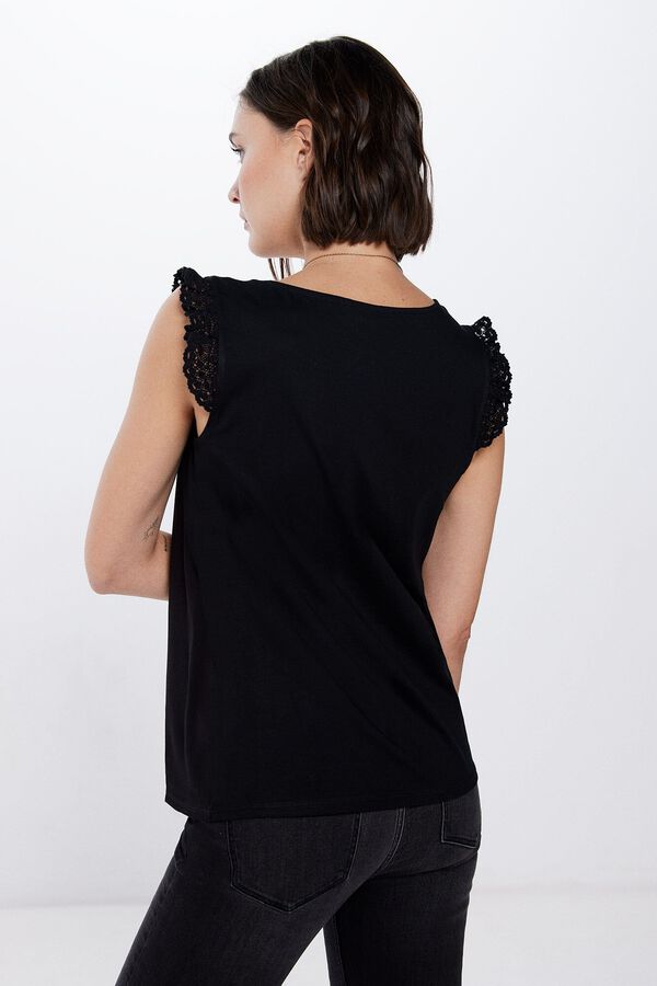 Springfield Camiseta Pico Volante Lace negro
