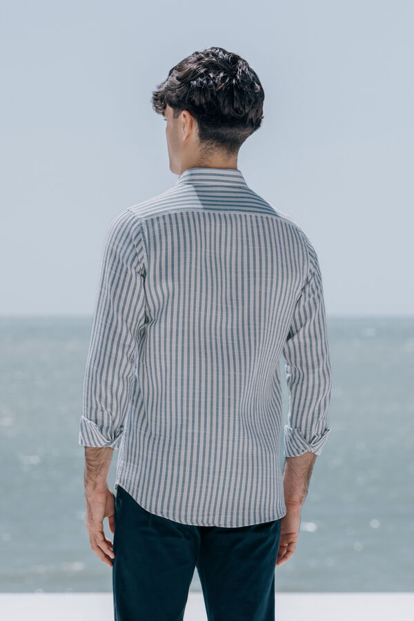 Celopman Camisa cuadrill&eacute; rayas azul