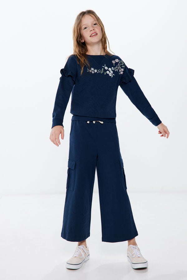 Springfield Kids Sweatshirt folho flores menina azul