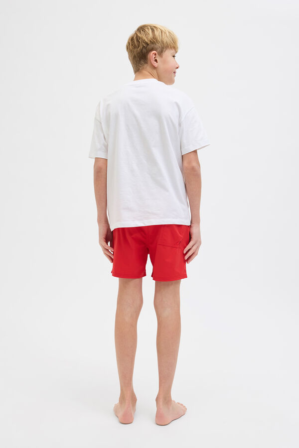 Jack & Jones Junior Shorts de banho com estampado de logo vermelho