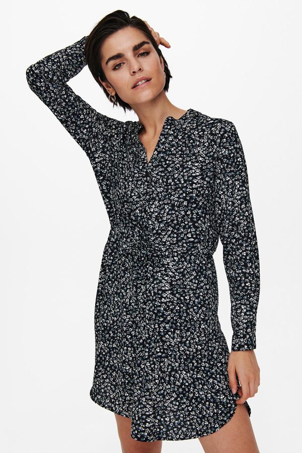 Only Vestido curto de corte t&uacute;nica preto