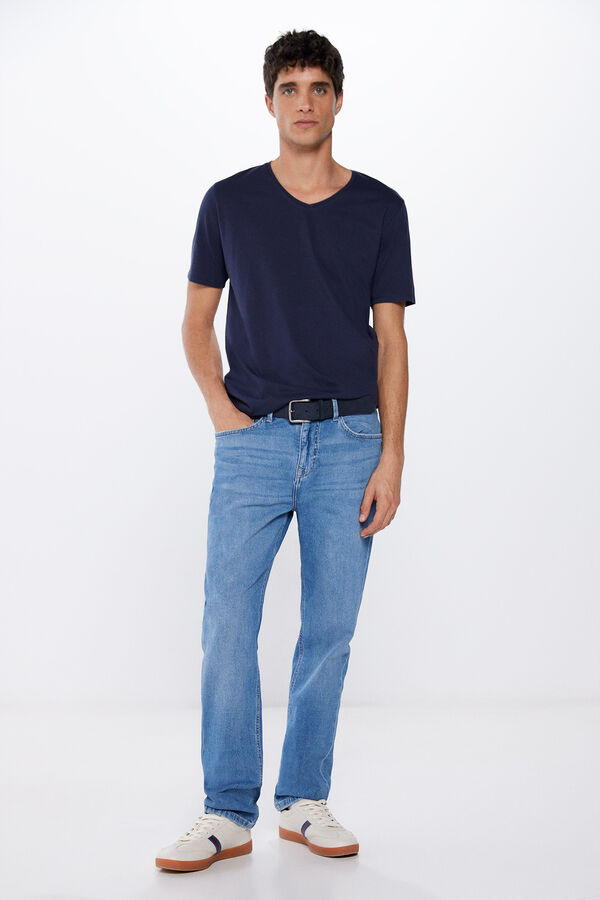 Springfield T-shirt gola em bico elastano azul