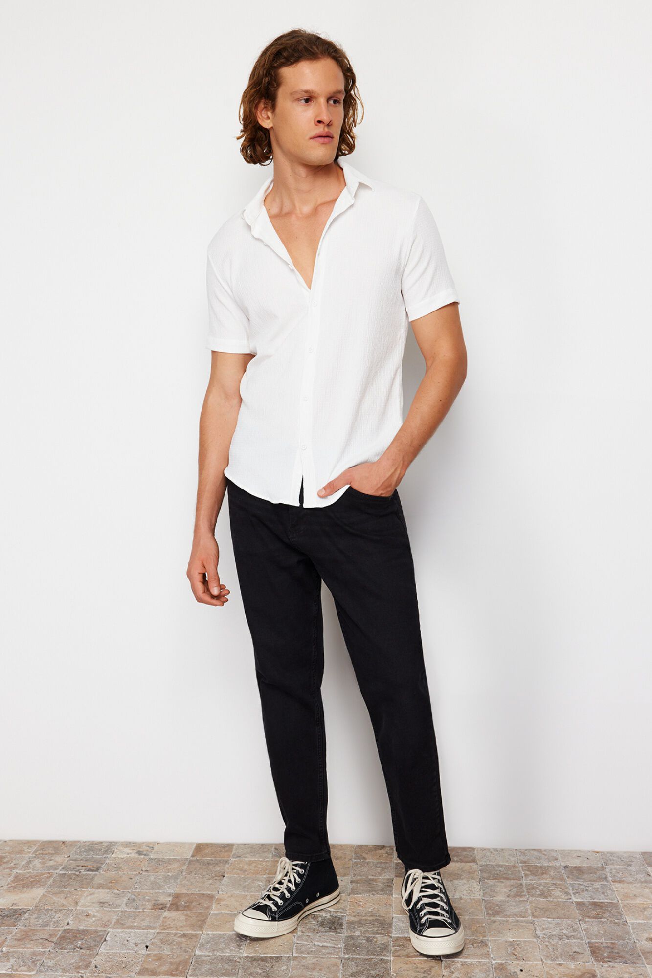 Trendyol Camisa de manga curta com textura