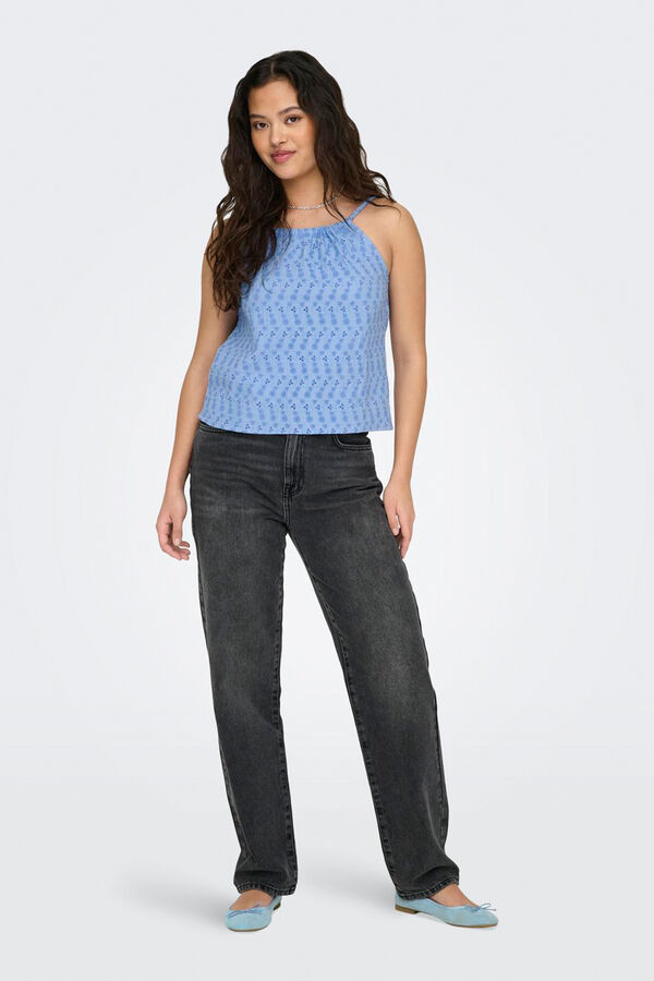 Only Top alças de algodão azul