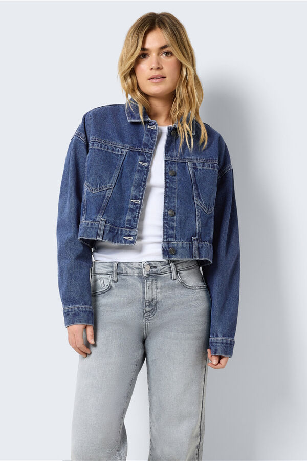 Noisy May Casaco denim cropped azul
