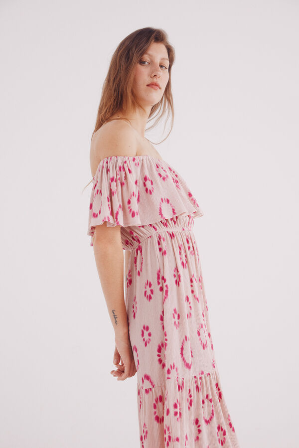 Springfield Vestido midi estampado com folho rosa