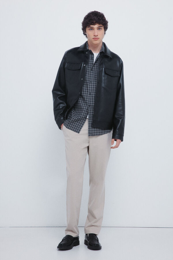 Springfield Camisa cuadros peque&ntilde;os gris