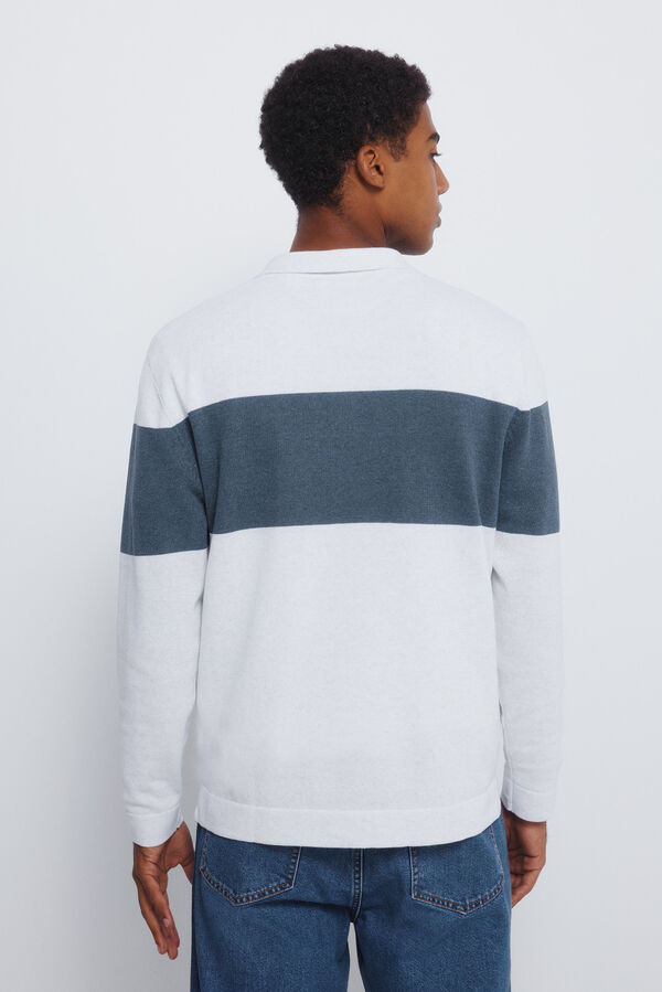 Springfield Camisola listrado de gola polo cru