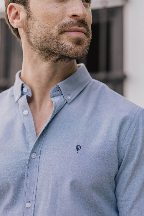 Celopman Camisa Oxf.Liso Con Brushed azul