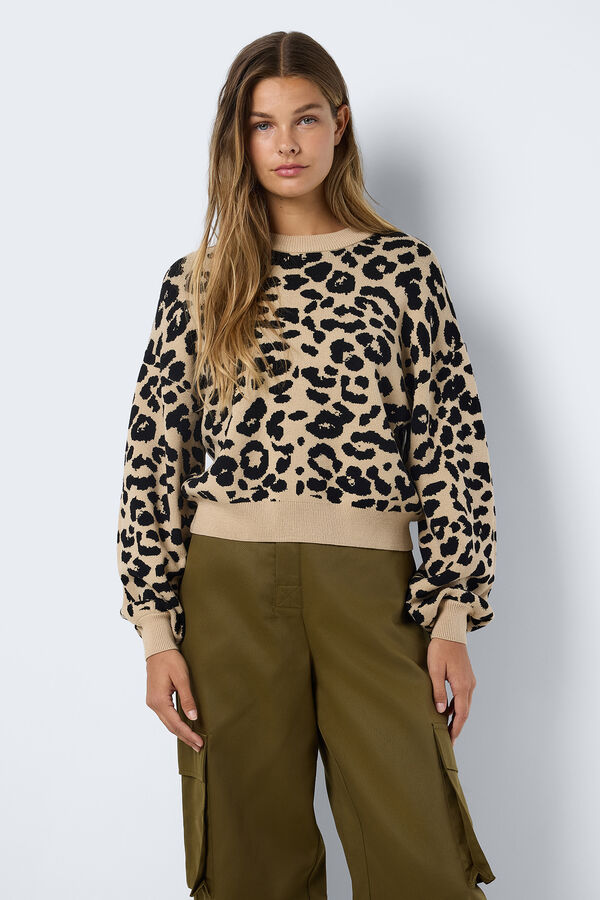 Noisy May Camisola em malha de jacquard cru