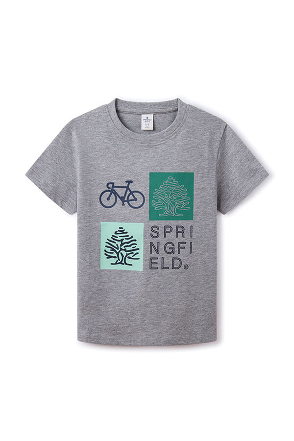 Springfield Kids T-shirt print mosaico menino cinzento