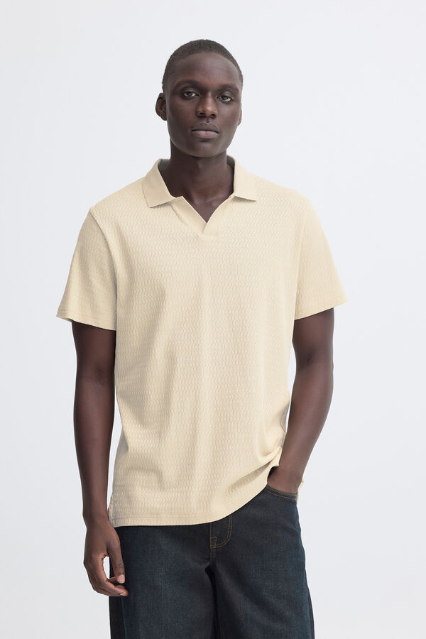 Blend Polo de punto con cuello pico beige