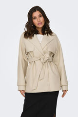 Only Abrigo corto cintur&oacute;n tostado