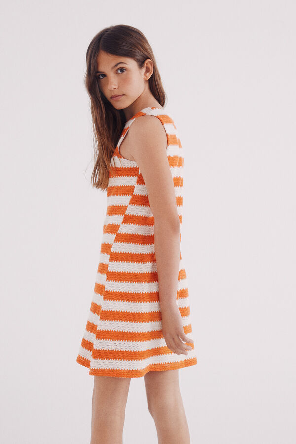 Springfield Kids Vestido riscas de crochet para meninas vermelho