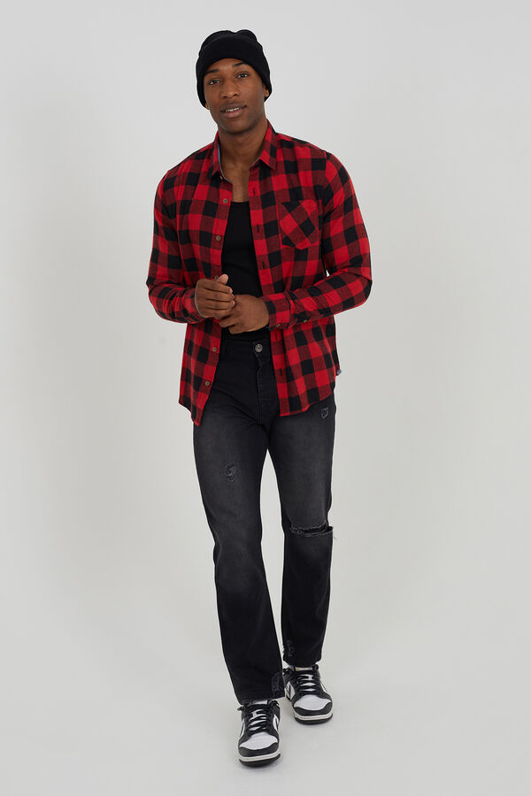 Brave Soul Camisa manga larga con bolsillos rojo