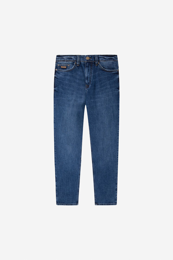 Springfield Jeans comfort slim crop cinzento-escuro lavagem azulado
