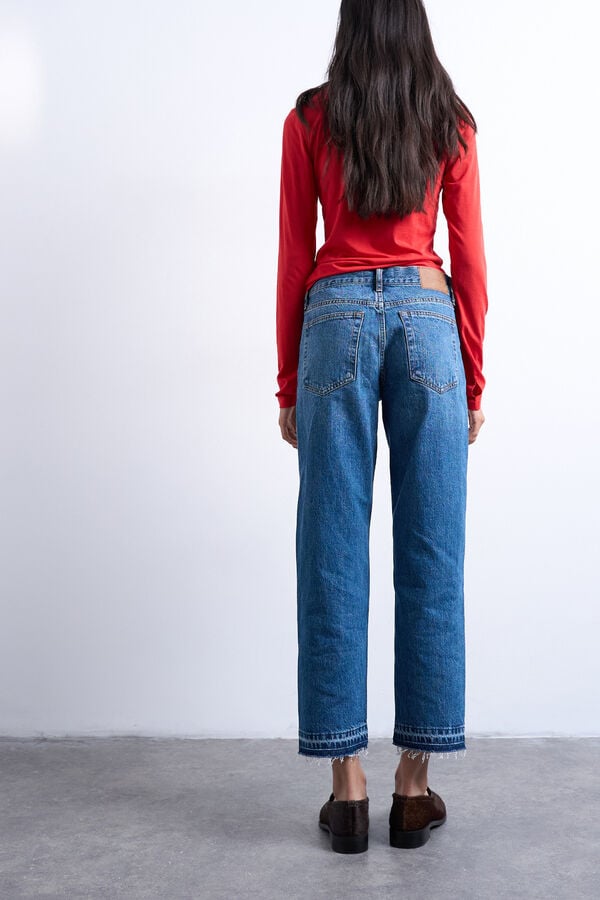 Topshop Jeans straight fit cropped azul