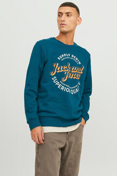 Springfield Sweatshirt de gola redonda print texto azulado