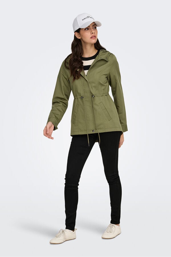 JDY Parka con capucha verde