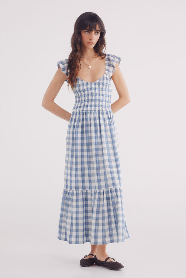 Springfield Vestido midi cuadros azul