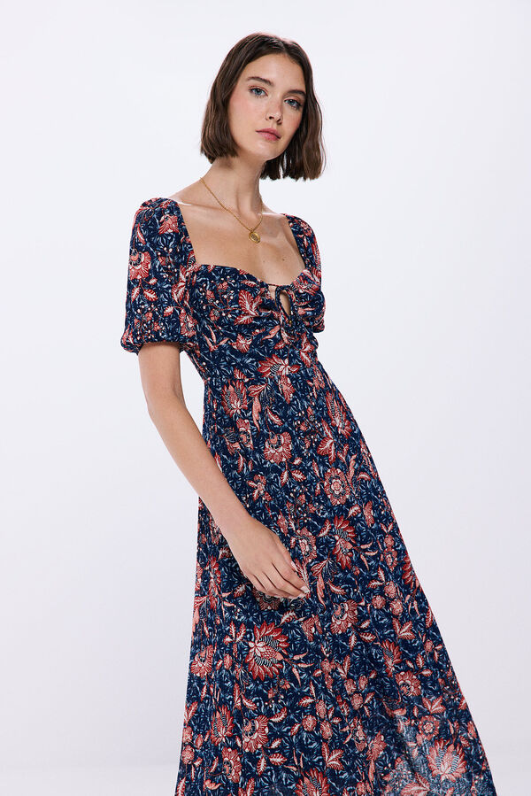 Springfield Vestido midi estampado picos azul