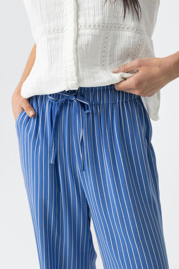 Tiffosi Calças riscas esvoaçantes azul