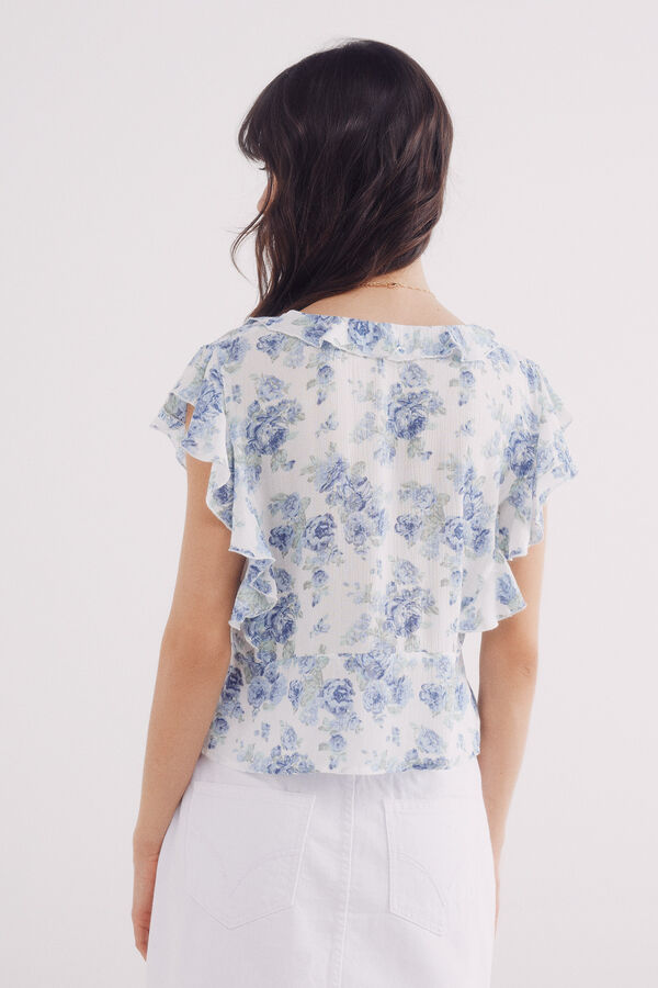 Springfield Blusa estampada com folhos branco