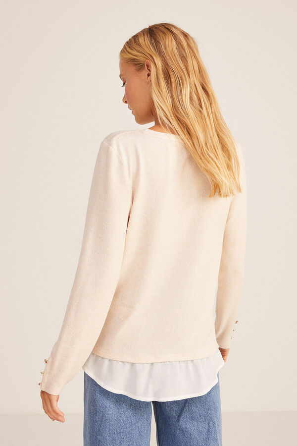 Springfield Camiseta Punto Cortado Botones Pu&ntilde;os nude