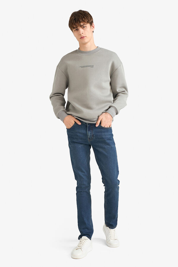 DeFacto Sudadera cuello redondo gris