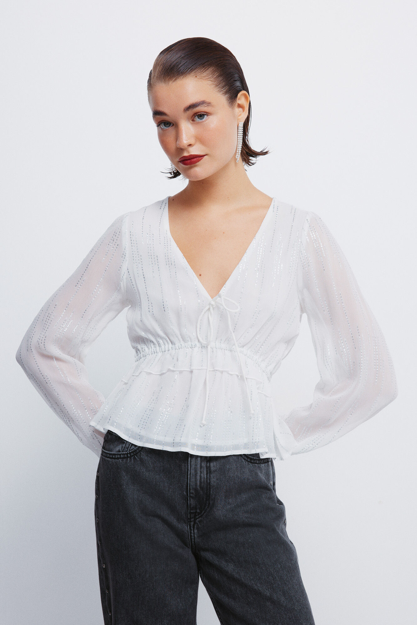 Springfield Blusa de lurex com c&oacute;s el&aacute;stico
