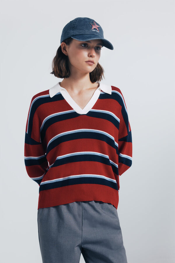 Springfield Jersey polo rayas rojo