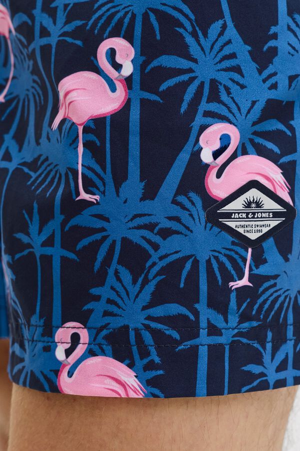Jack & Jones PLUS Fato de banho estampado flamingos azul