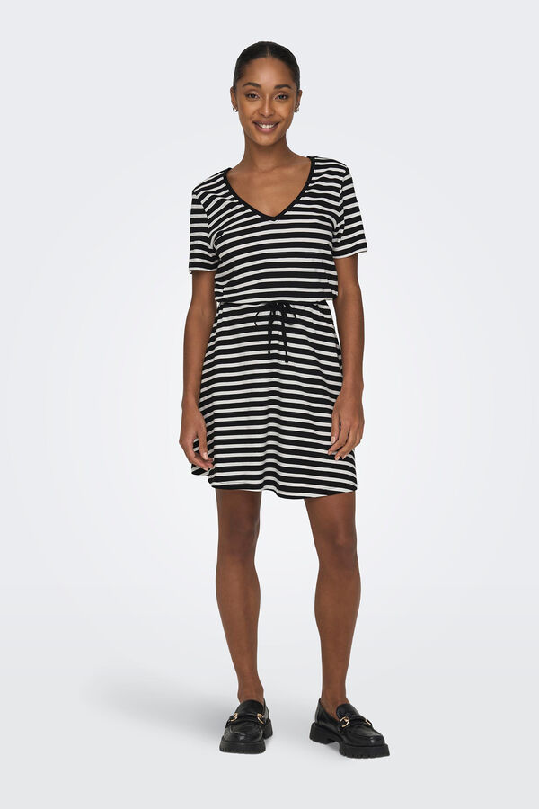 Only Vestido curto corte regular decote em V preto