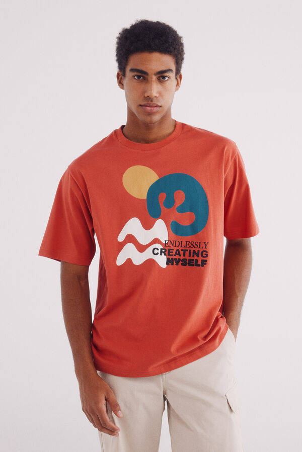 Springfield Camiseta com motivo de formas vermelho