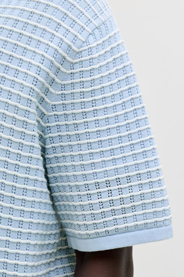 Jack & Jones Polo em malha relaxed fit em algod&atilde;o azul