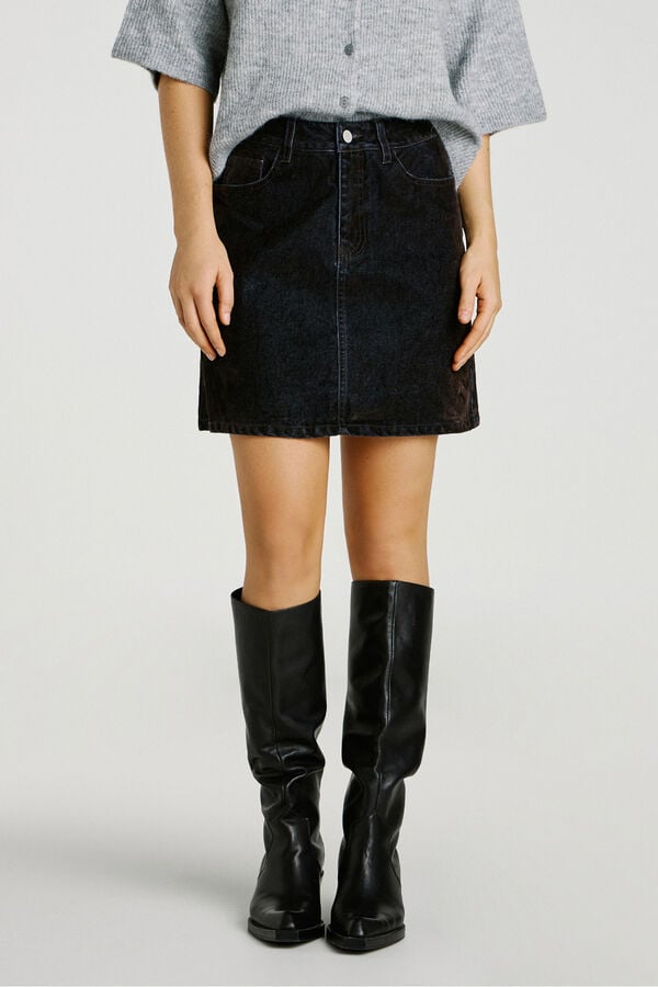 Jack & Jones Falda mini regular fit denim negro