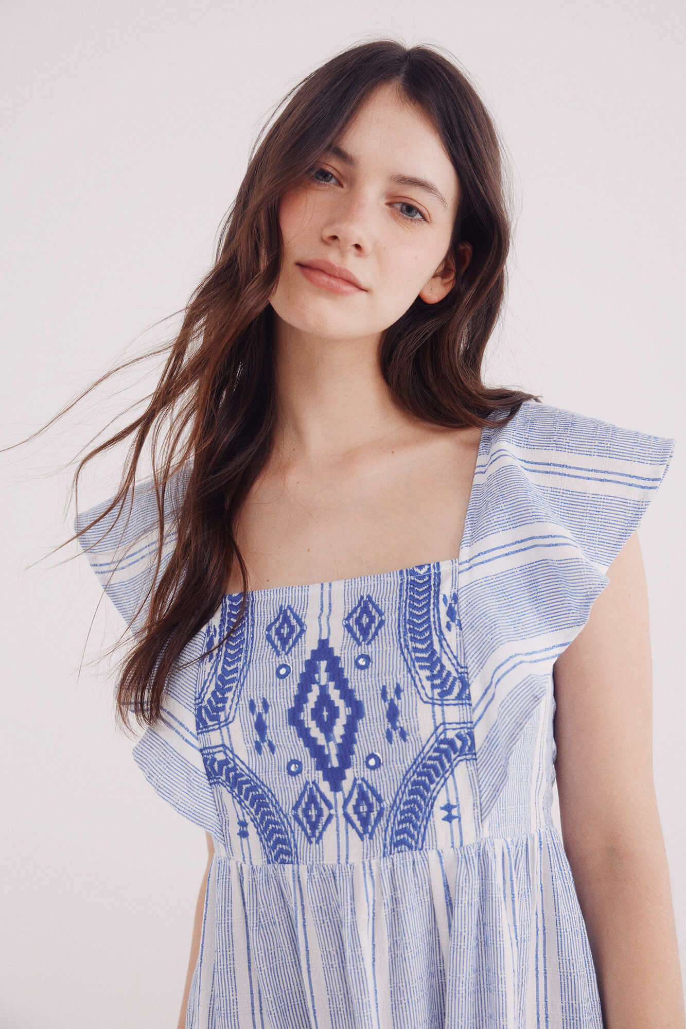 Springfield Vestido curto riscas estilo boho