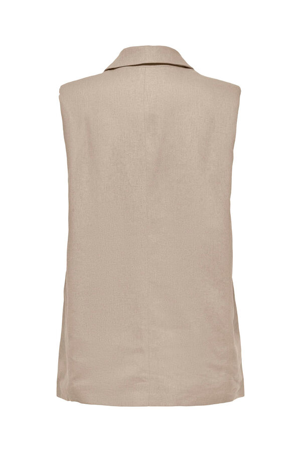 Only Colete duplo bot&atilde;o linho e viscose cinzento