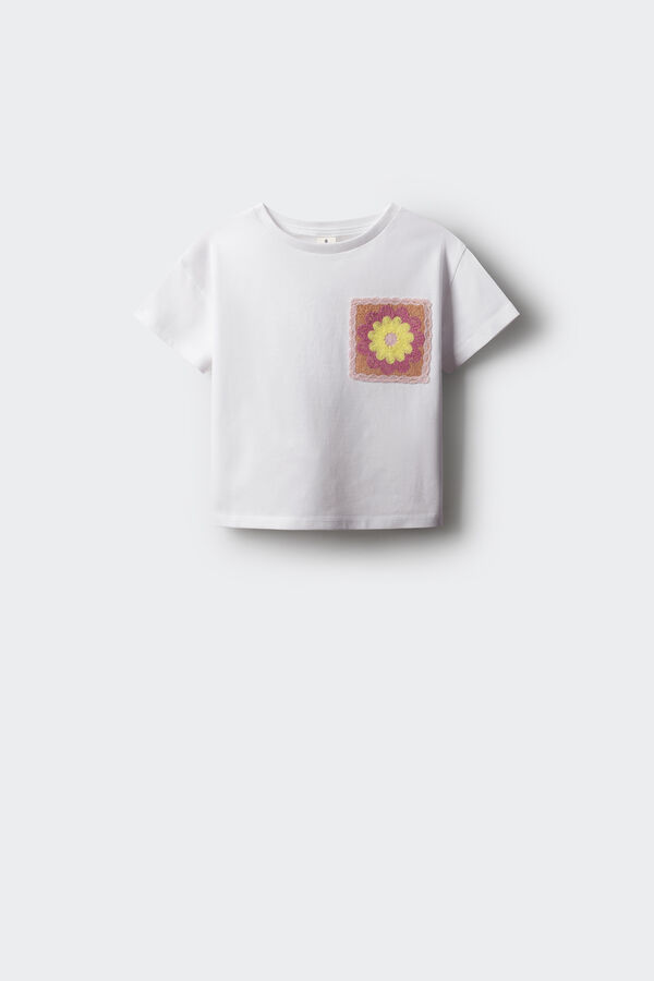 Springfield Kids Camiseta bolsillo crochet ni&ntilde;a blanco