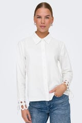 JDY Camisa de manga larga con cierre de botones frontales blanco