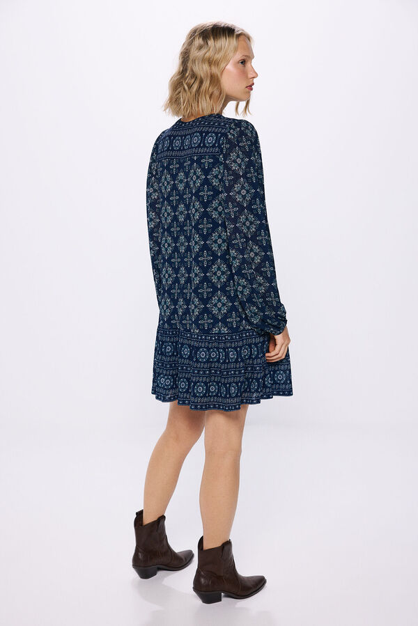 Springfield Vestido corto t&uacute;nica estampado azul