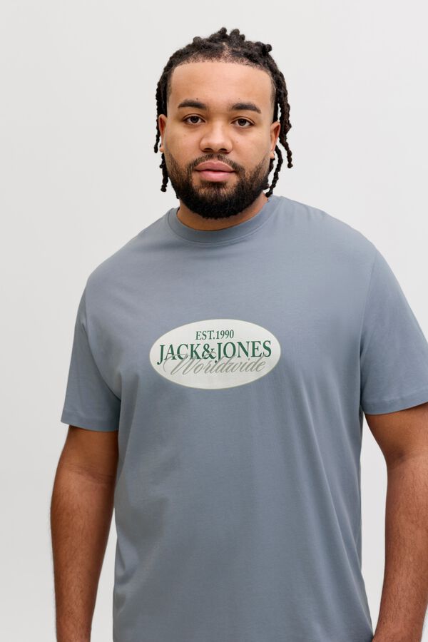 Jack & Jones PLUS T-shirt b&aacute;sica manga curta azul