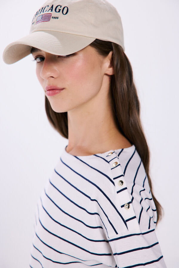 Springfield Camiseta cuello barca botones beige