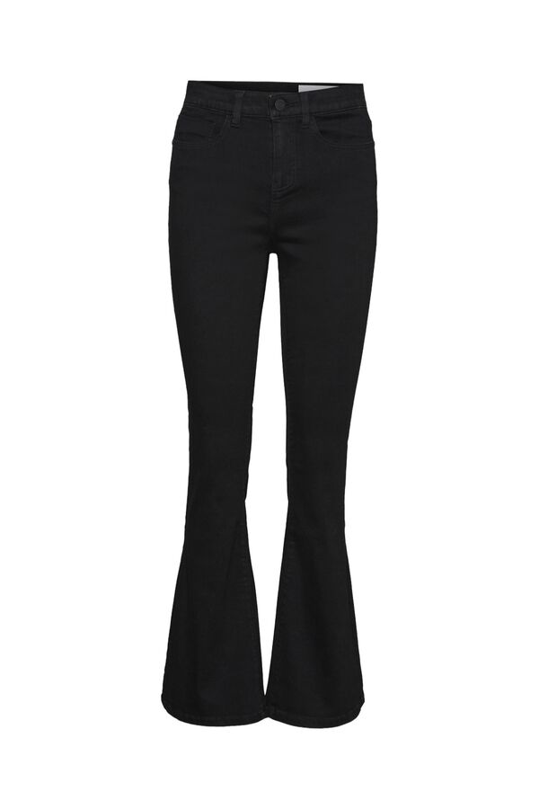Noisy May Jeans flare de tiro alto negro