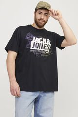 Jack & Jones PLUS T-shirt de algod&atilde;o manga curta com logo frontal PLUS preto