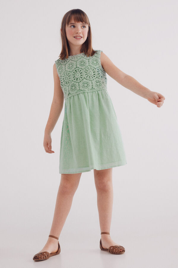 Springfield Kids Vestido crochet ni&ntilde;a verde