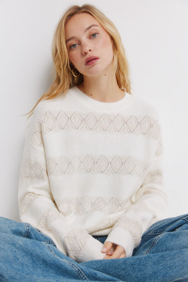 Springfield Jersey pointelle rayas lurex beige