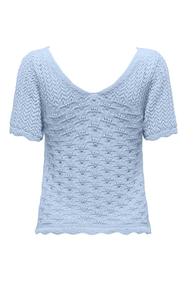 Only Top malha crochet  azul