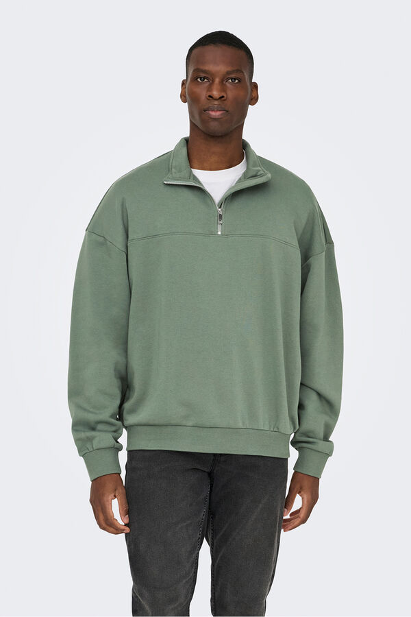 Only & Sons Sweatshirt com fecho-&eacute;clair. verde